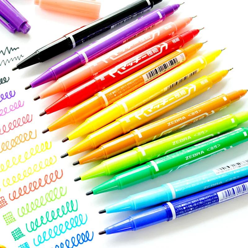 소형 더블 헤드 무독성 친환경 마커펜, 12 색, 유성, 컬러, 지브라 마커펜, 광고 펜